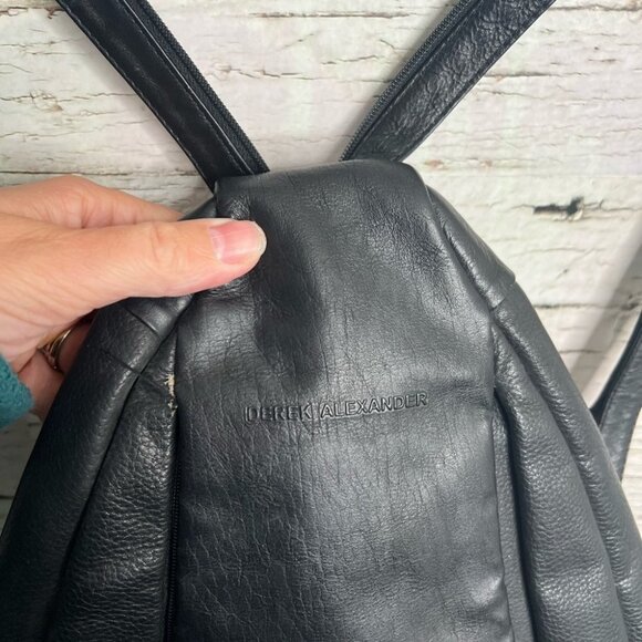 DEREK ALEXANDER  Leather Sling Backpack Zip Straps - Picture 2 of 15